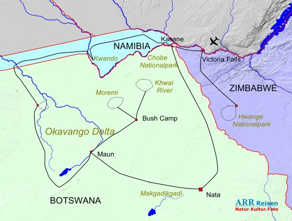 Route - ARR Botswana-Namibia-Zimbabwe