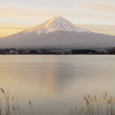 JAPAN / Honshu / Fujikawaguchiko / Fuji Five Lakes area / Lake Kawaguchi / Fuji at sunrise