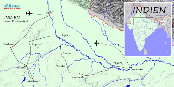 Karte_ARR-Route: Indien, Pushkar Fotoreise
