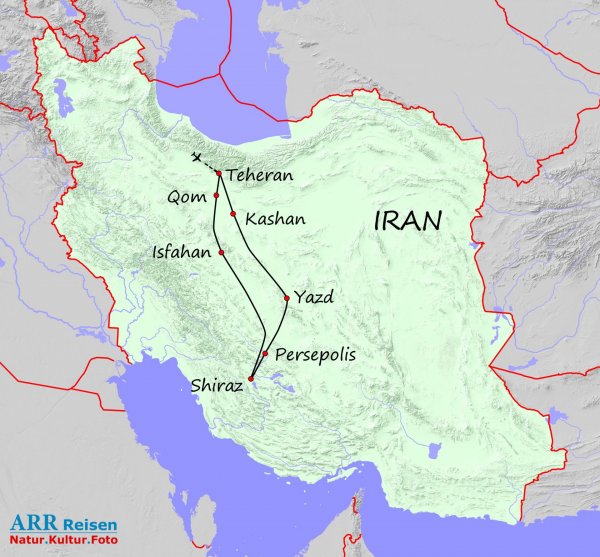 Karte_ARR-Route: Irans Höhepunkte