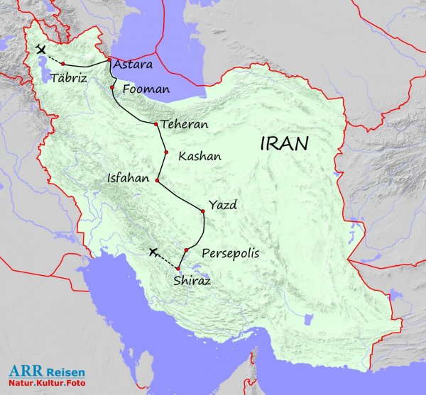 Karte_ARR-Route: Wunder Irans